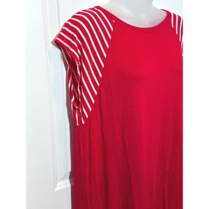 USA Red Striped Sleeve Raglan Tee Shirt Top Womens Medium 4th of July